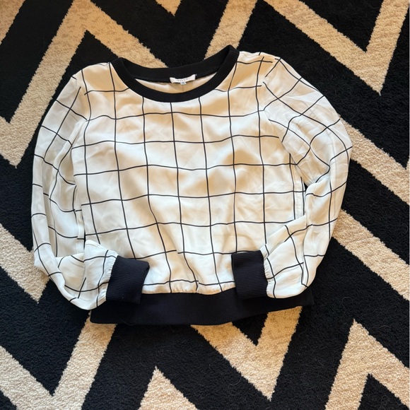 Milly Checkprint Silk Georgette Sweatshirt S - Picture 2 of 6